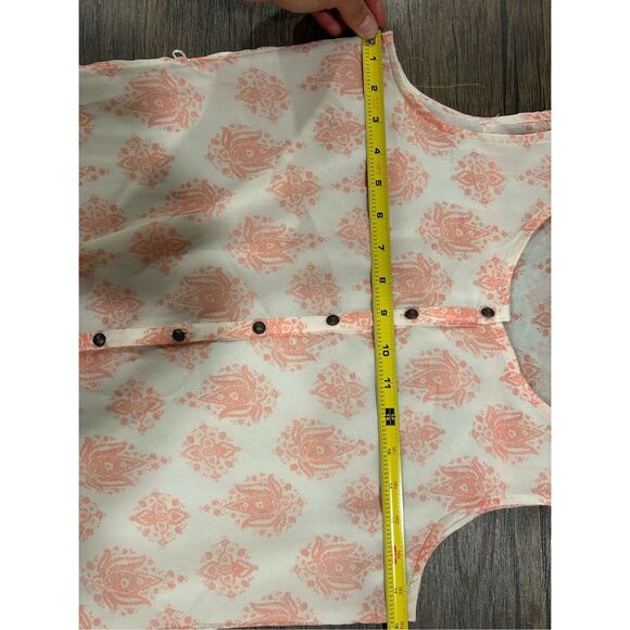 Lucky Brand Chiffon Style Pink Peach Sleeveless Paisley Button Front Maxi Dress - Picture 9 of 10